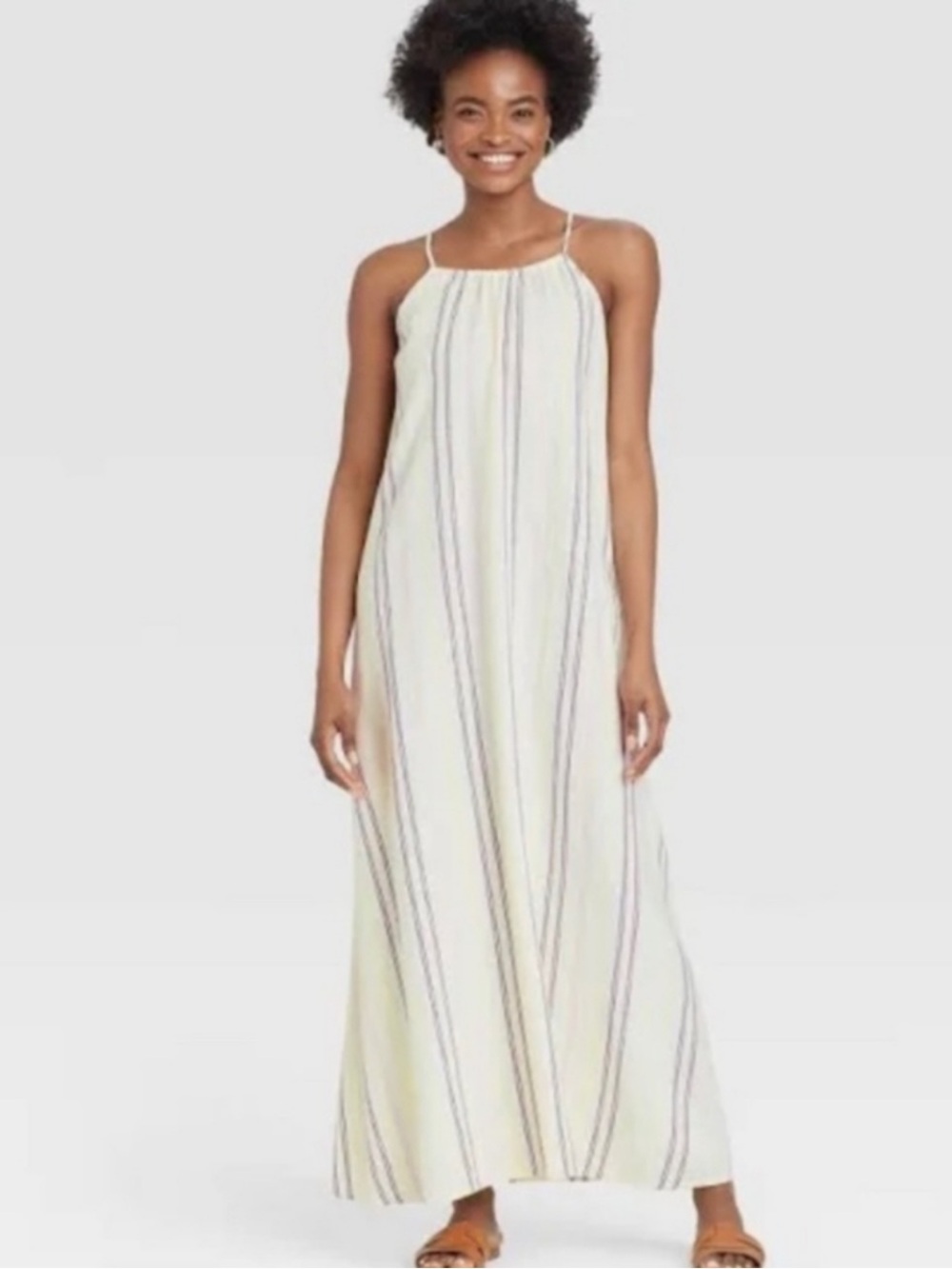 Striped Cream Maxi Sundress with Spaghetti Straps a new day XL